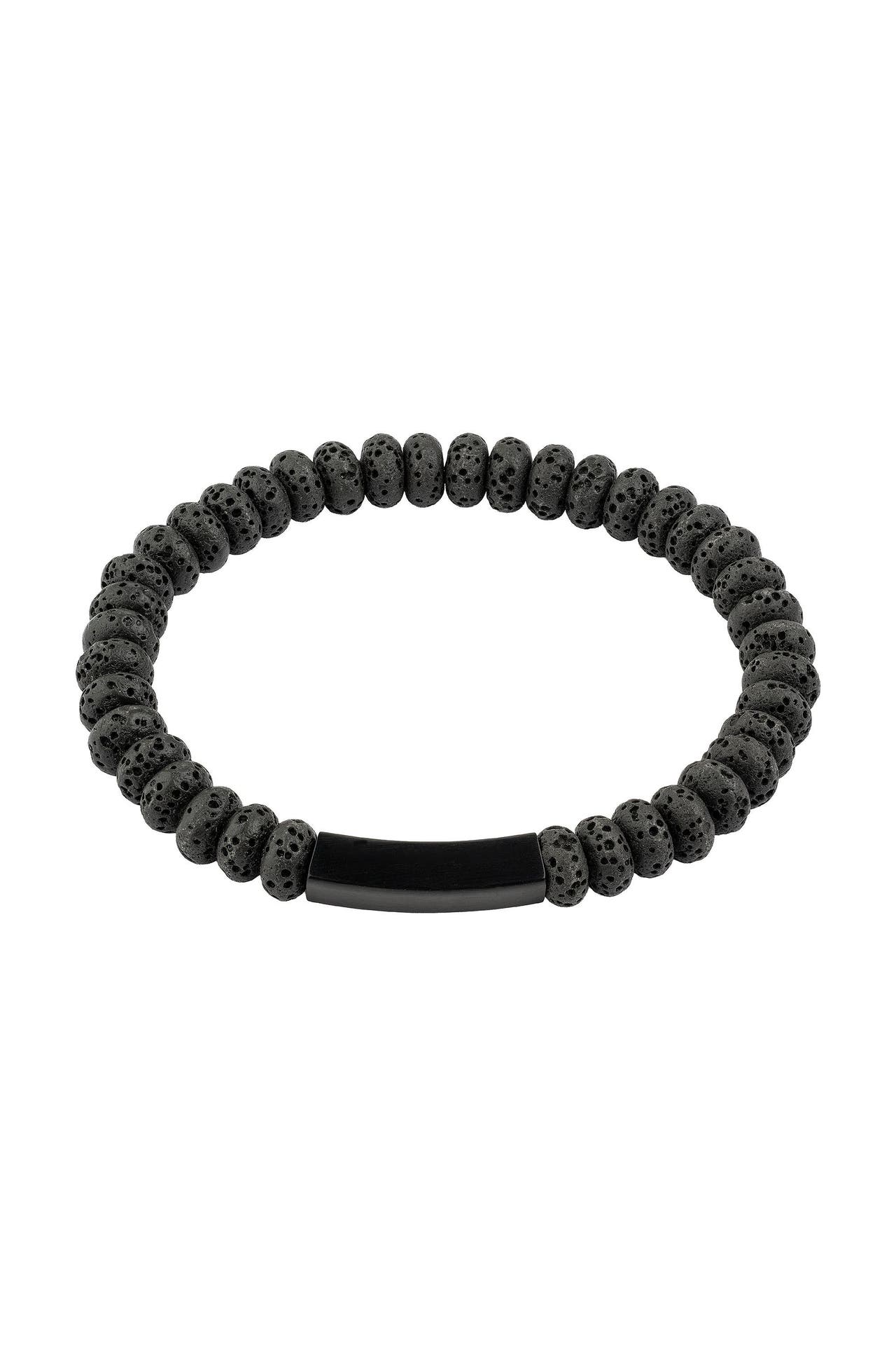 ZEEME Armband Edelstahl /PVD schwarz Lavasteine schwarz, Bild 1