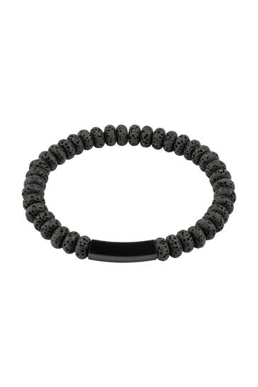 ZEEME Armband Edelstahl /PVD schwarz Lavasteine schwarz