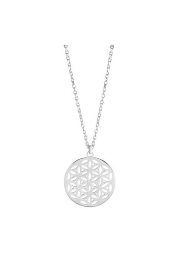 ZEEME Kette Silber 925 rhodiniert 42+3cm lang mit Motiv Blume des Lebens silber
