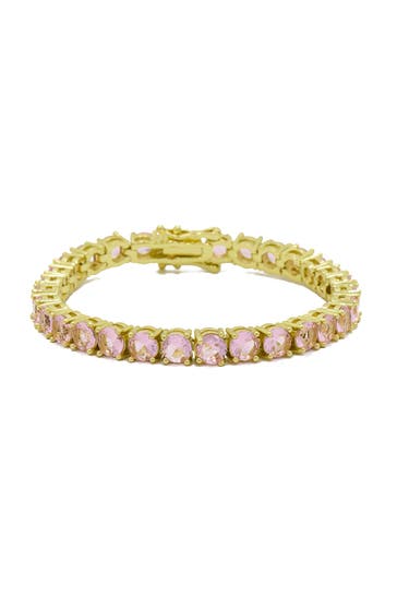FASHIONBOX Armband Messing vergoldet mit Zirkonia pink 17 cm pink