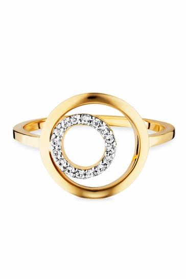 CAI Ring 925 Sterling Silber gelb vergoldet Topas