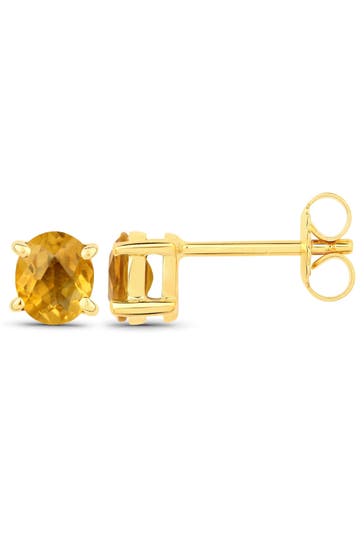 VIRA JEWELS Ohrringe 925-Sterling Silber vergoldet Glänzend Citrin gelb gelb