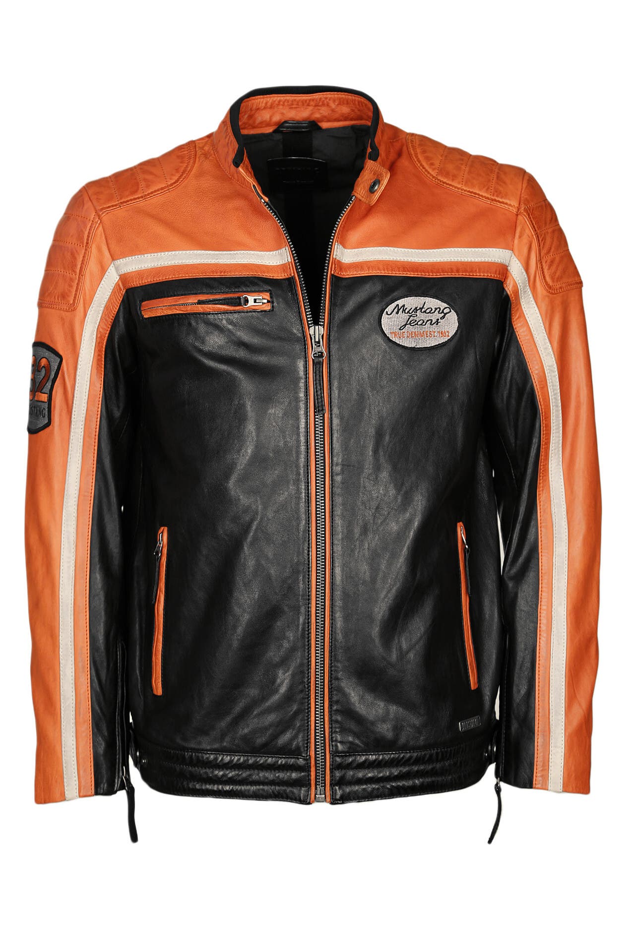 MUSTANG Lederjacke Gunner schwarz orange, Bild 1