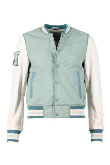 MUSTANG Lederjacke 31023234 aqua off / white