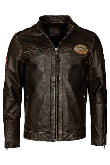 MUSTANG Lederjacke Varberg dunkelbraun