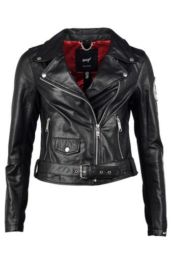 MAZE Lederjacke Cypress schwarz/weiß