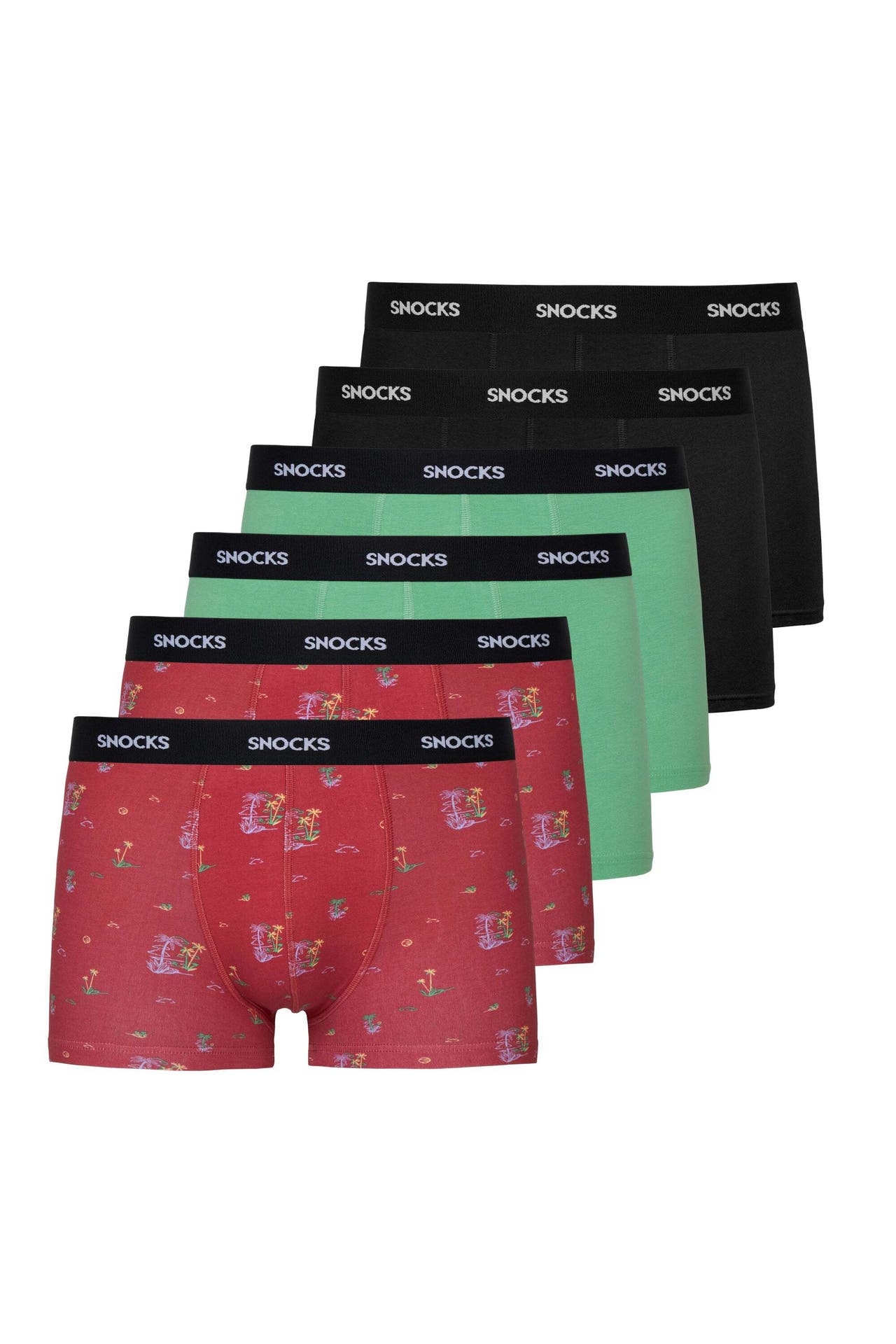 SNOCKS Boxer Mix (Schwarz/Grün/Print), Bild 1