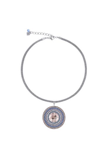COEUR DE LION Kette Amulett Swarovski® Kristalle & Mesh hellblau-beige