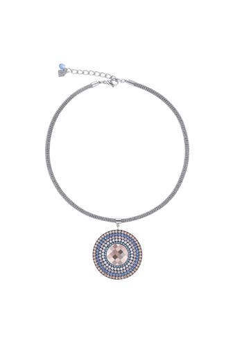 COEUR DE LION Kette Amulett Swarovski® Kristalle & Mesh hellblau-beige