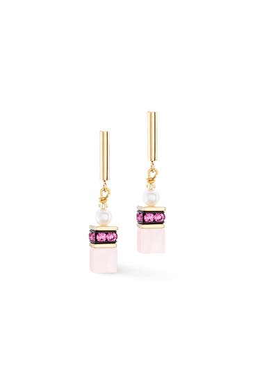 COEUR DE LION Ohrringe GeoCUBE® Fusion Precious Pearl Mix Pink-Gold