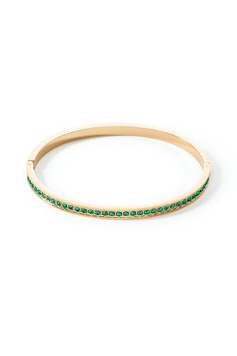 COEUR DE LION Armband Edelstahl & Kristalle Dunkelgrün-Gold