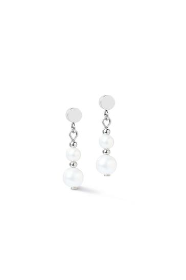 COEUR DE LION Ohrringe Pearl & Spikes Drop Weiß-Silber