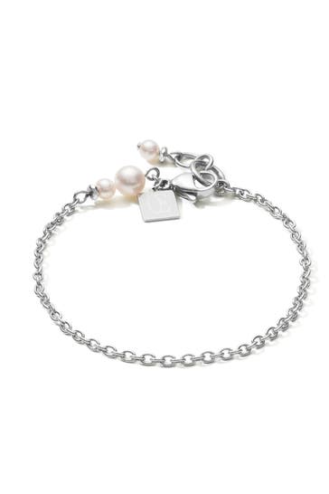 COEUR DE LION Armband Y Kette & Ring Süßwasserperlen & Edelstahl Weiß-Silber
