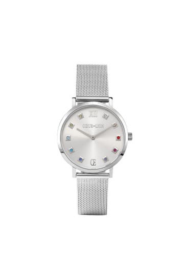 COEUR DE LION Uhr Rund Silver Sunray Milanaise Edelstahl