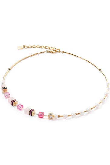COEUR DE LION Kette GeoCUBE® Fusion Precious Pearl Mix pink-gold