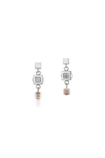 COEUR DE LION Ohrringe GeoCUBE® Cluster silber-rosegold