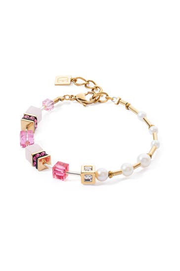 COEUR DE LION Armband GeoCUBE® Fusion Precious Pearl Mix pink-gold