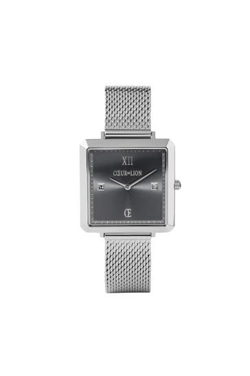 COEUR DE LION Uhr Iconic Square Graphite Sunray Milanaise Edelstahl
