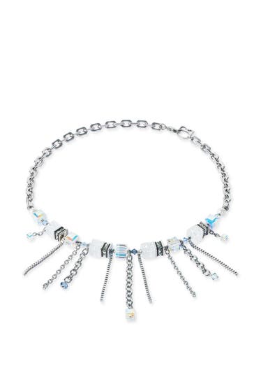 COEUR DE LION Kette Sunray Cube Bohème Kristall-Silber