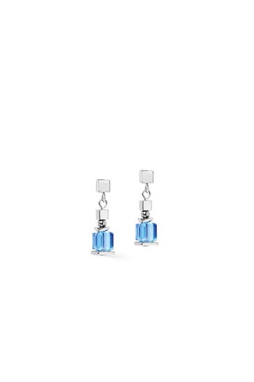 COEUR DE LION Ohrringe Sparkling Cubes Fusion Blau-Silber