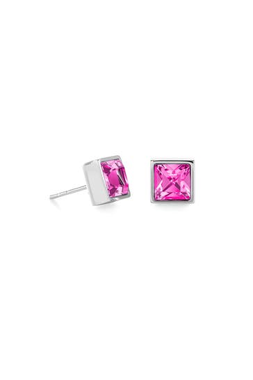 COEUR DE LION Ohrringe Brilliant Square big pink-silber