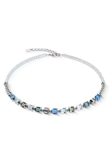 COEUR DE LION Kette Sparkling Cubes Fusion Blau-Silber