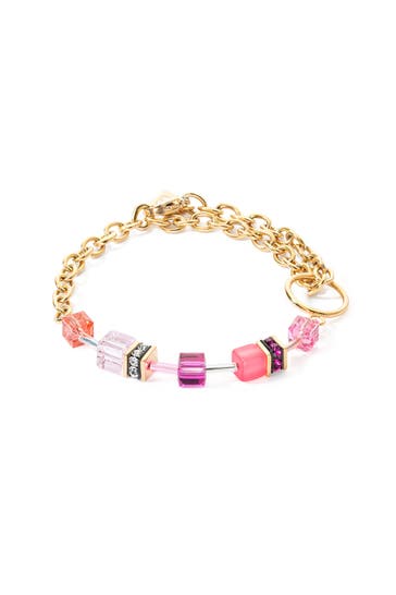 COEUR DE LION Armband GeoCUBE® Iconic Chain pink-gold