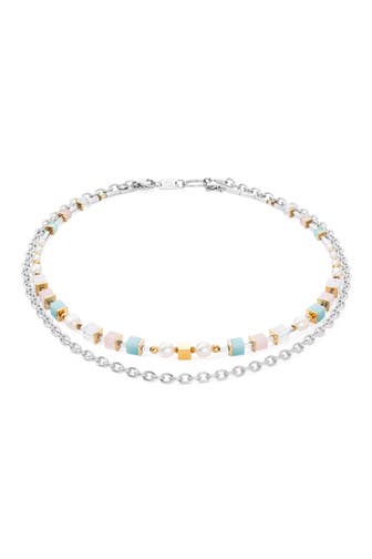 COEUR DE LION Kette Cool Romantic Cubes & Pearls Bicolor multicolorpastellromantic