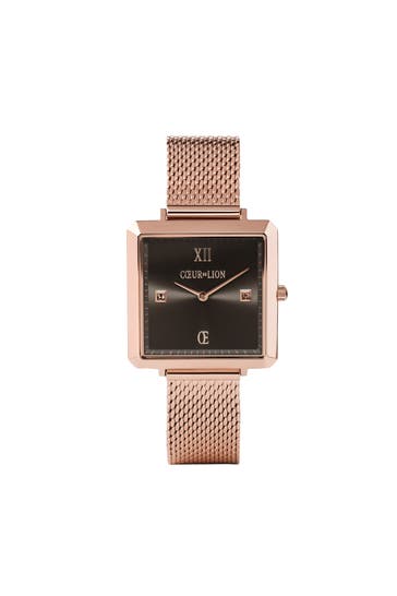 COEUR DE LION Uhr Iconic Square Mocca Sunray Milanaise Edelstahl