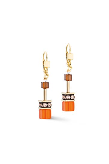 COEUR DE LION Ohrringe GeoCUBE® Iconic Sunset Orange-Braun