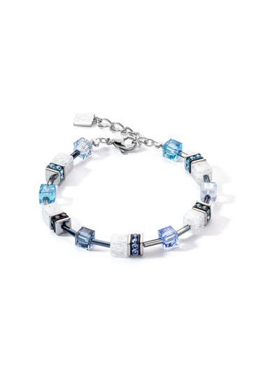 COEUR DE LION Armband GeoCUBE® Iconic Nature blau-weiß