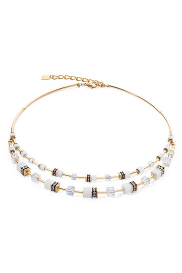 COEUR DE LION Kette GeoCUBE® Iconic Layer weiß-gold