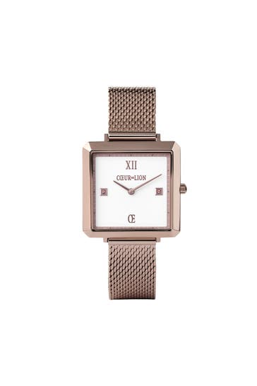 COEUR DE LION Uhr Iconic Square Brilliant White Milanaise Edelstahl