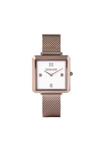 COEUR DE LION Uhr Iconic Square Brilliant White Milanaise Edelstahl