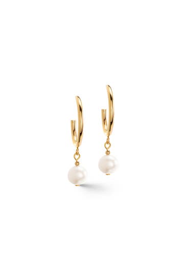 COEUR DE LION Ohrringe Creole Süßwasserperlen & Chunky ChainNavette Multiwear weiß-gold