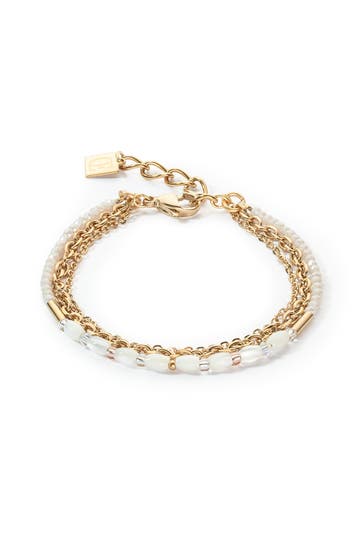 COEUR DE LION Armband Brilliant Square Layer Weiß-Gold