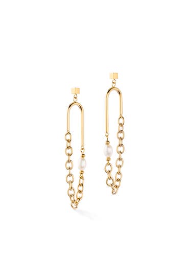 COEUR DE LION Ohrringe Boho Süsswasserperlen Weiß-Gold