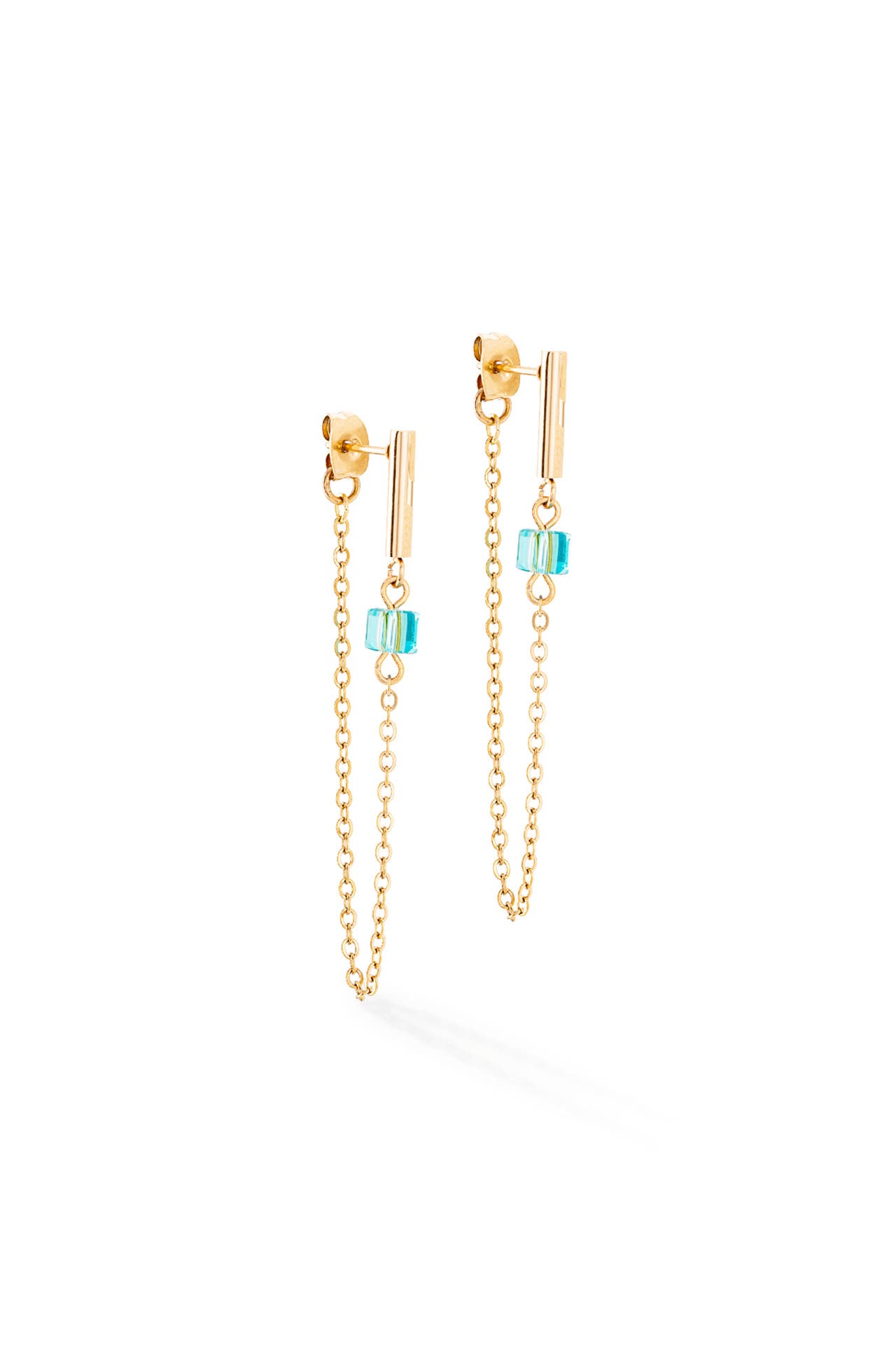 COEUR DE LION Ohrringe Mini Cubes & Chain Multicolor Gold, Bild 1