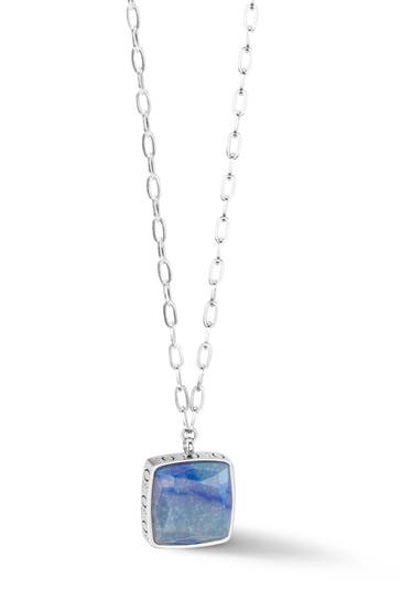 COEUR DE LION Kette OE Amulett Square Aventurin Blau-Silber