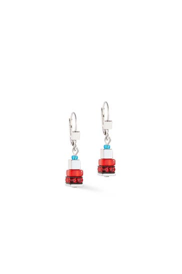 COEUR DE LION Ohrringe Modern Future Cube Blau-Rot