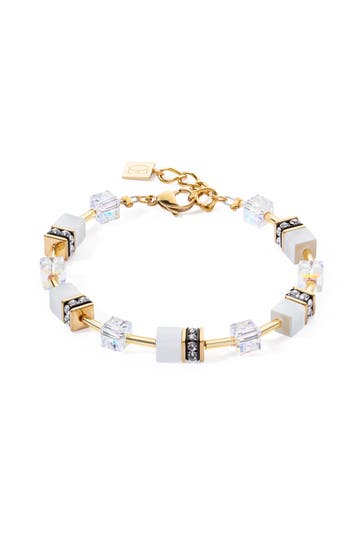 COEUR DE LION Armband GeoCUBE® Iconic Layer weiß-gold