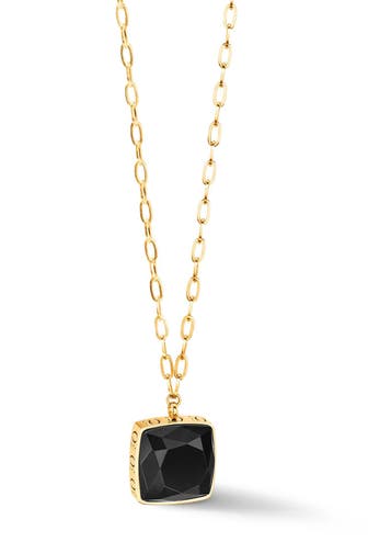 COEUR DE LION Kette OE Amulett Square Onyx Schwarz-Gold