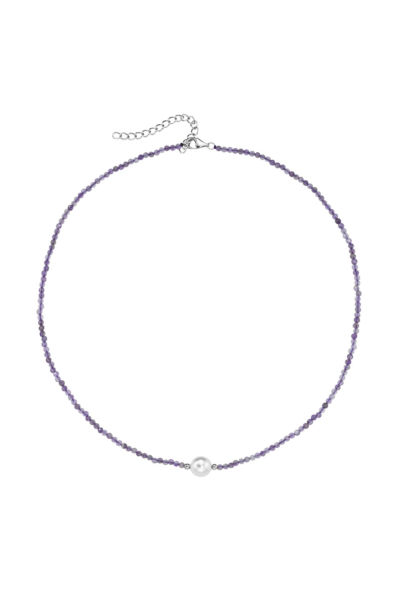 SMART JEWEL Kette Edelstein-Kugeln + Muschelkern-Perle Lila, Bild 1