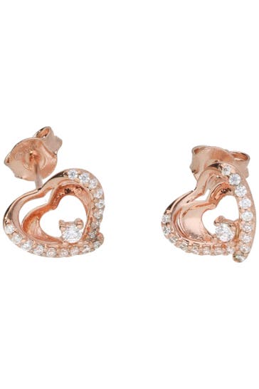SMART JEWEL Ohrringe Herz mit Zirkonia, rosé vergoldet Rosé vergoldet