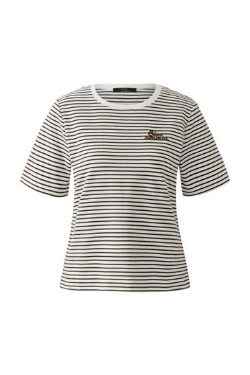 OUI T-Shirt dkbrownoffwhite