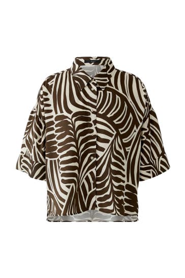 OUI Blusenshirt dkbrownoffwhite