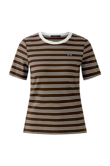 OUI T-Shirt dkbrownoffwhite