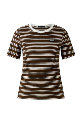 OUI T-Shirt dkbrownoffwhite