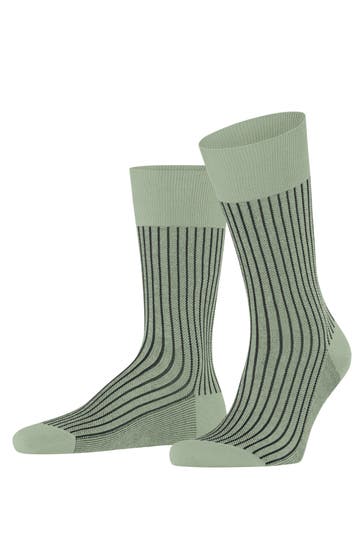 FALKE Socken Oxford Stripe pale olive (7710)