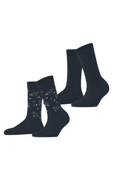 ESPRIT Socken Flower Rib 2-Pack marine (6120)